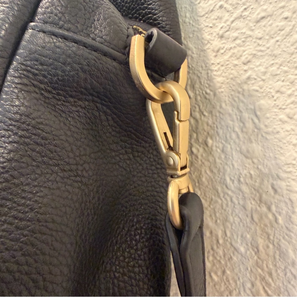 Lodis Black Leather Satchel with Gold Hardware Detail - Picture 6 of 16